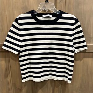Zara Black and White Striped Women's Top